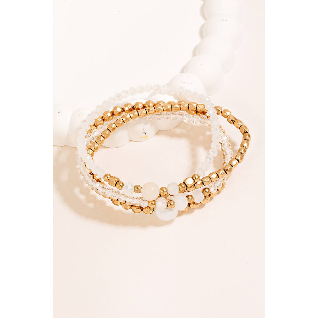 Pearl Charm Mixed Beaded Layered Bracelet Set