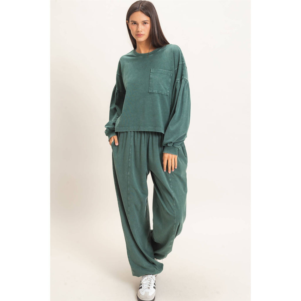 Mineral Wash Elastic Waist Jogger Pants