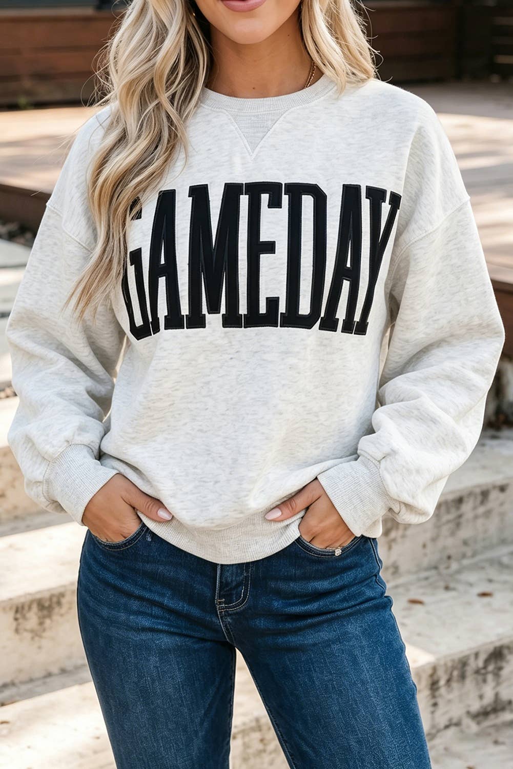 GAMEDAY Sweatshirt Long Sleeve Round Neck Casual Pullover