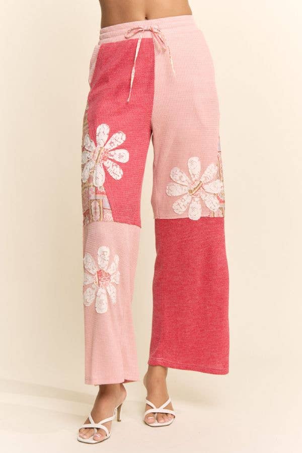 DAISY PATCHWORK WAFFLE PANTS