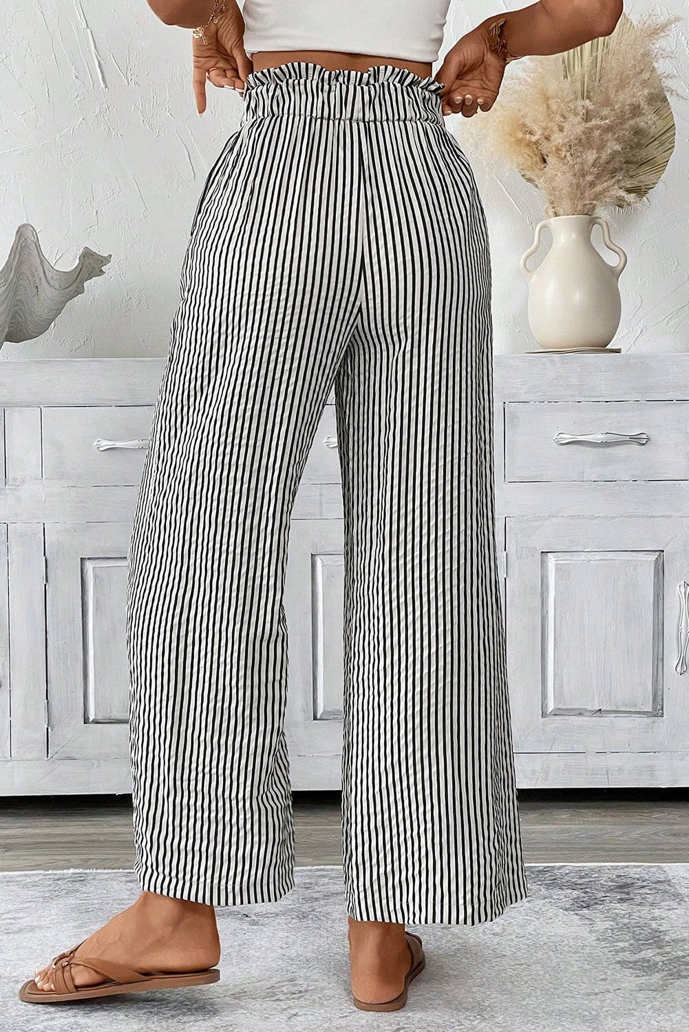 Striped Tie Knot Wide Leg Pants | S-4X